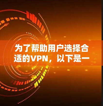 为了帮助用户选择合适的VPN，以下是一些推荐的VPN网站，涵盖了不同的需求和使用场景