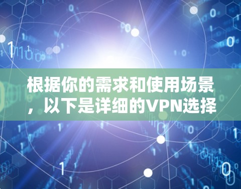 根据你的需求和使用场景，以下是详细的VPN选择建议